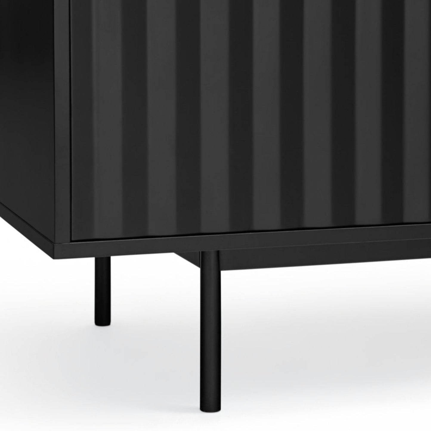 Sierra Sideboard, Four Door, Three Drawers, Six Shelves, Wood with Metal Frame - Matt Black Finish