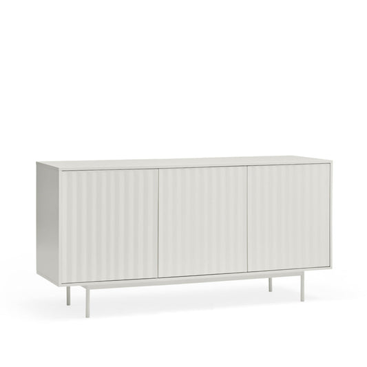 White sideboard with ribbed texture on a white background