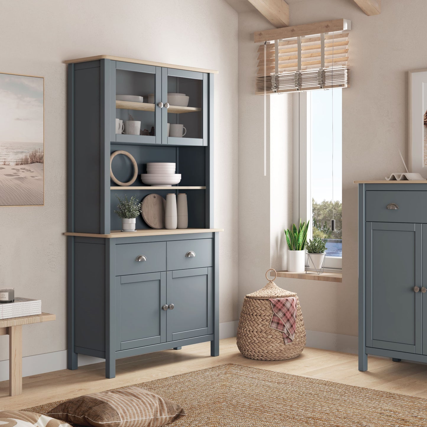 Lunara Buffet Sideboard – Khaki Green & Waxed Pine