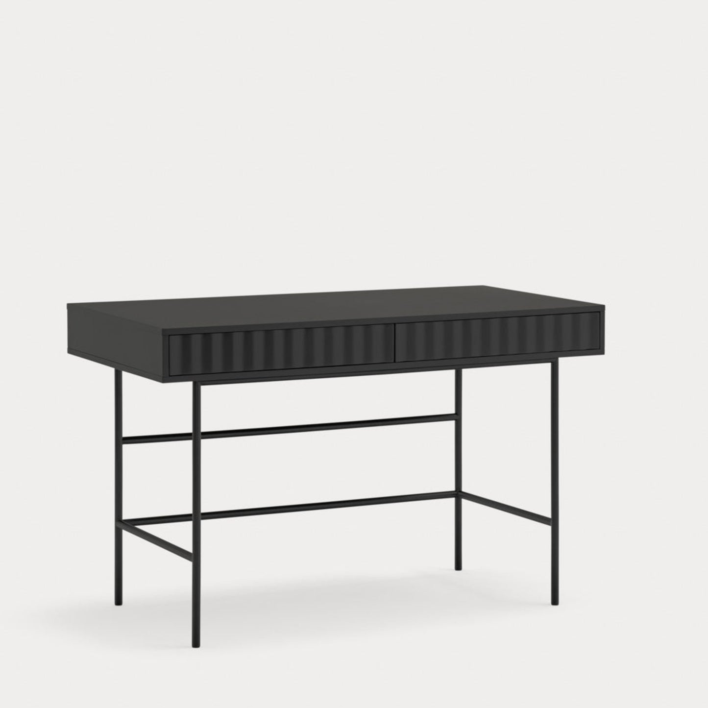 Sierra Home Desk, Two Drawer, 120cm Rectangular, Wood with Metal Frame - Matt Black Finish