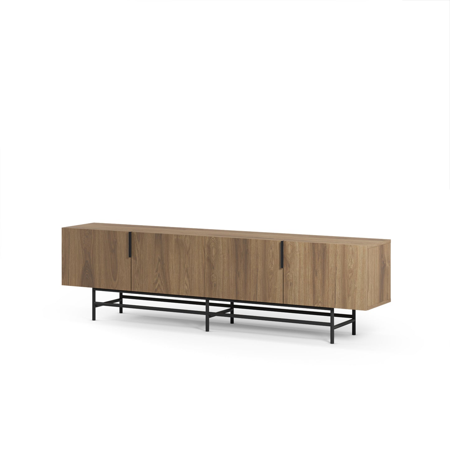 Eldia TV Stand, Four Doors, Wood and Metal - Oak Finish