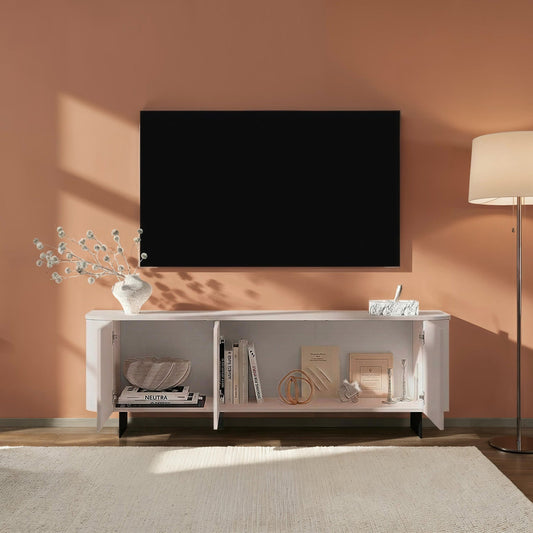 Ortega Low Sideboard, Three Doors - Metal legs and Cashmere Taupe Finish