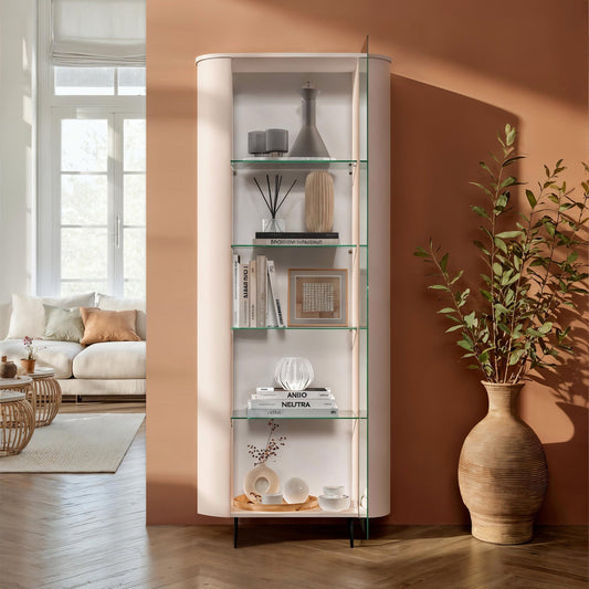 Ortega Display Vitrine, One Glass Door - Cashmere Taupe Finish