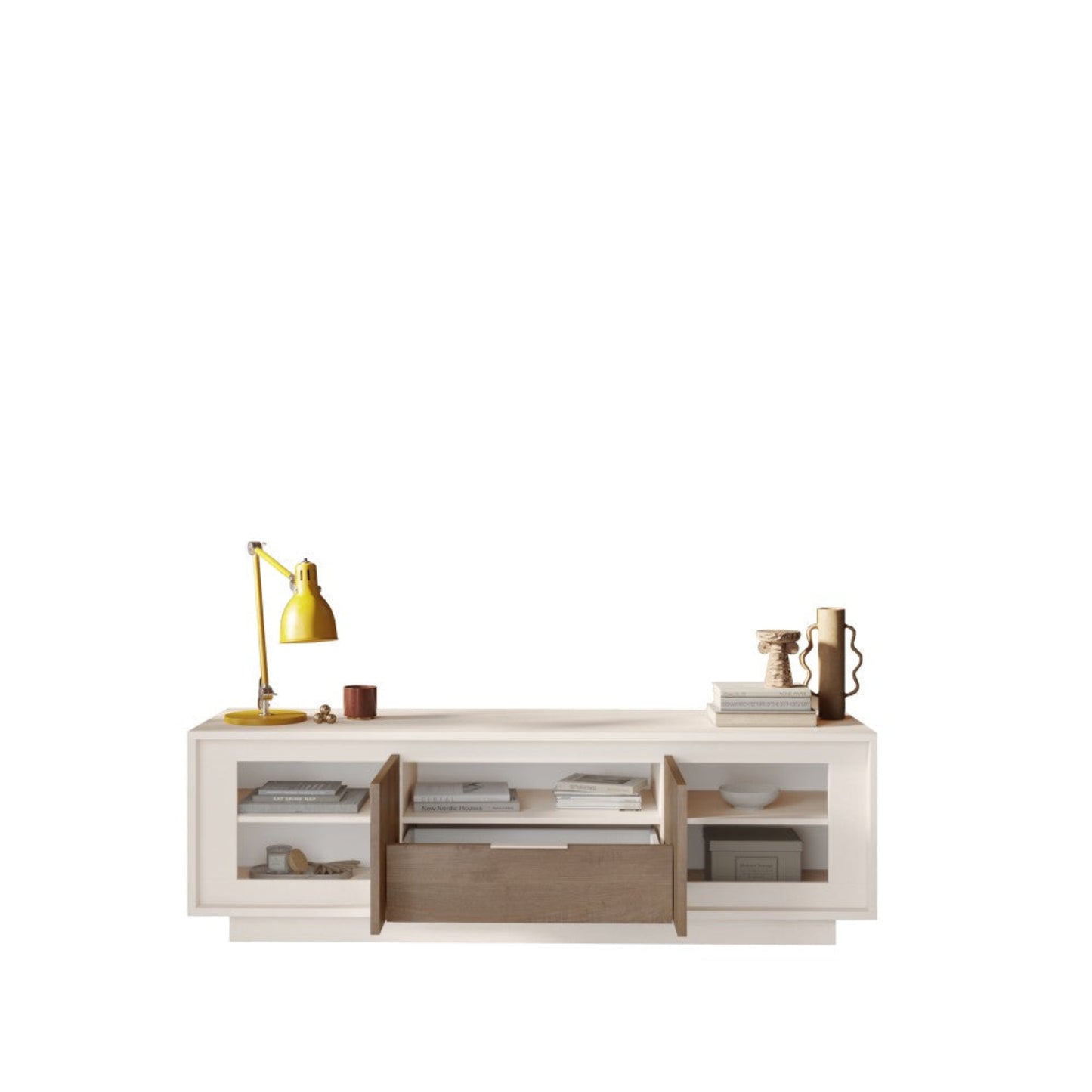 Cashmere Taupe TV Stand Two Door One Drawer AV Storage