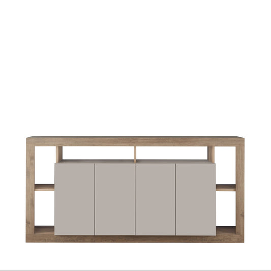 Rolo Sideboard, Four Doors - Cashmere Taupe and Mercure Oak Finish