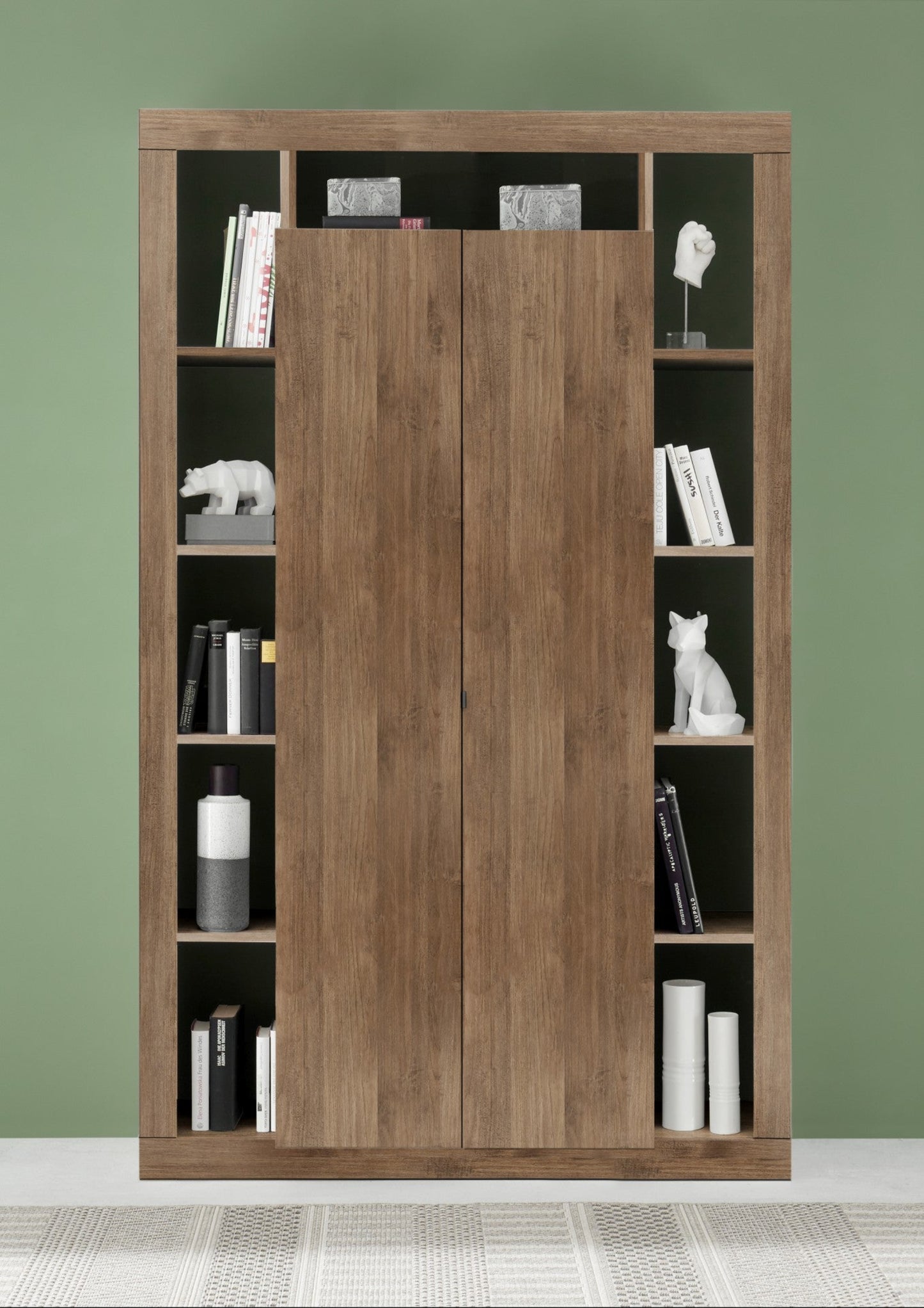 Rolo Bookcase and Storage Unit, Two Doors - Mercure Oak Finish