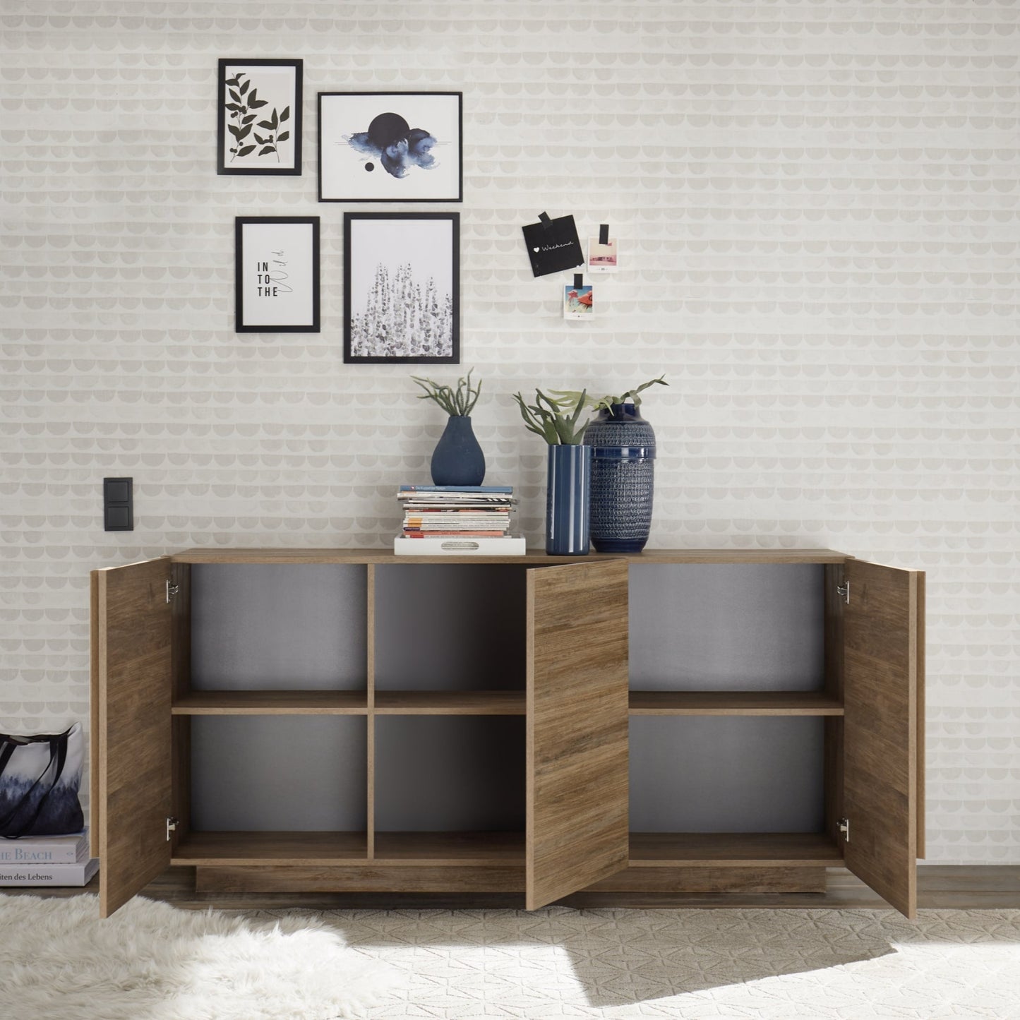 Jesolo Sideboard, Three Door - Mercure Oak Finish