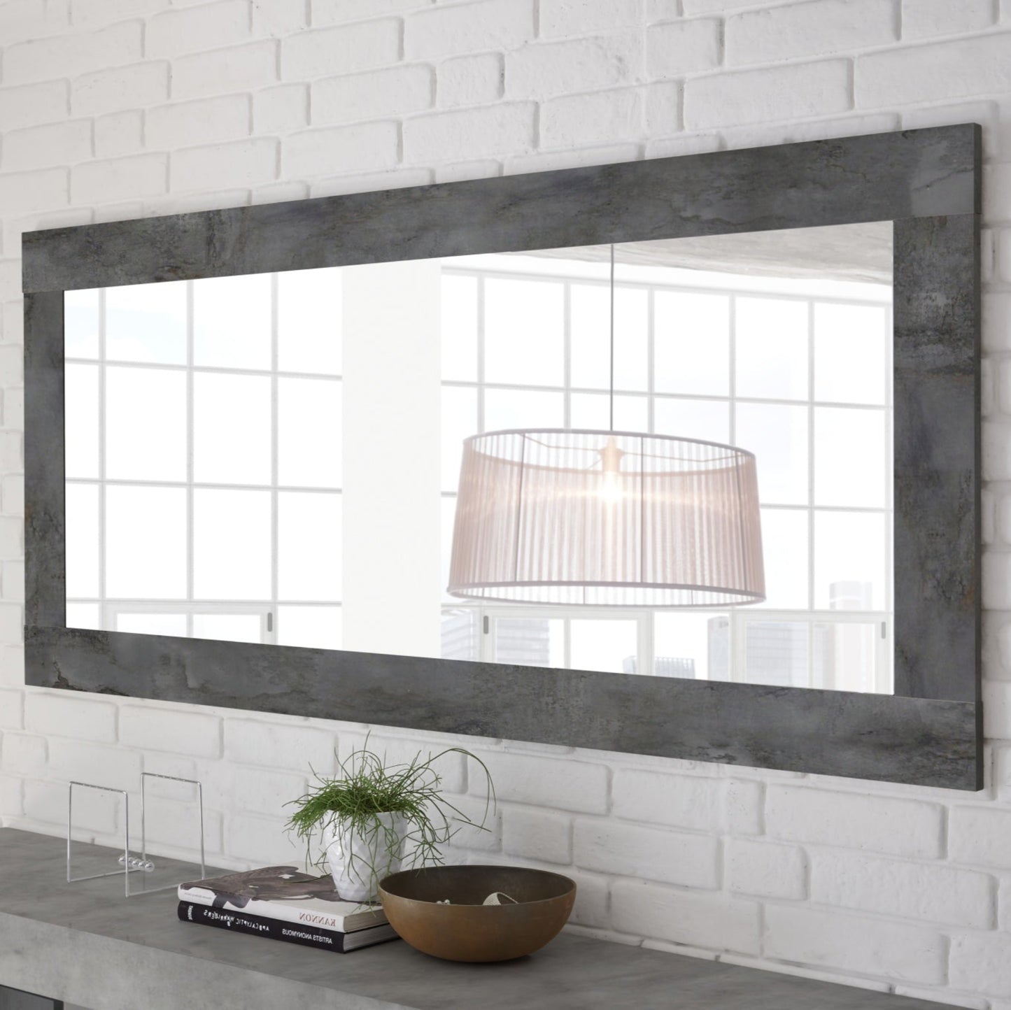 Como Rectangular Mirror, 170cm - Anthracite Finish