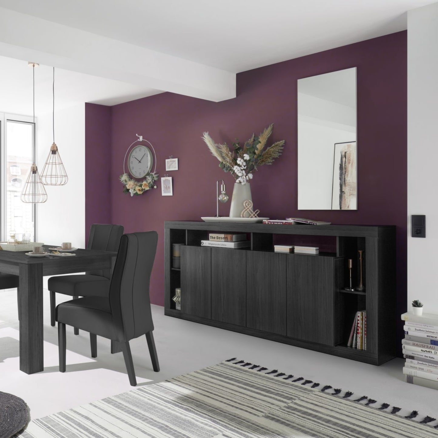 Rolo Sideboard, Four Door - Ash Black