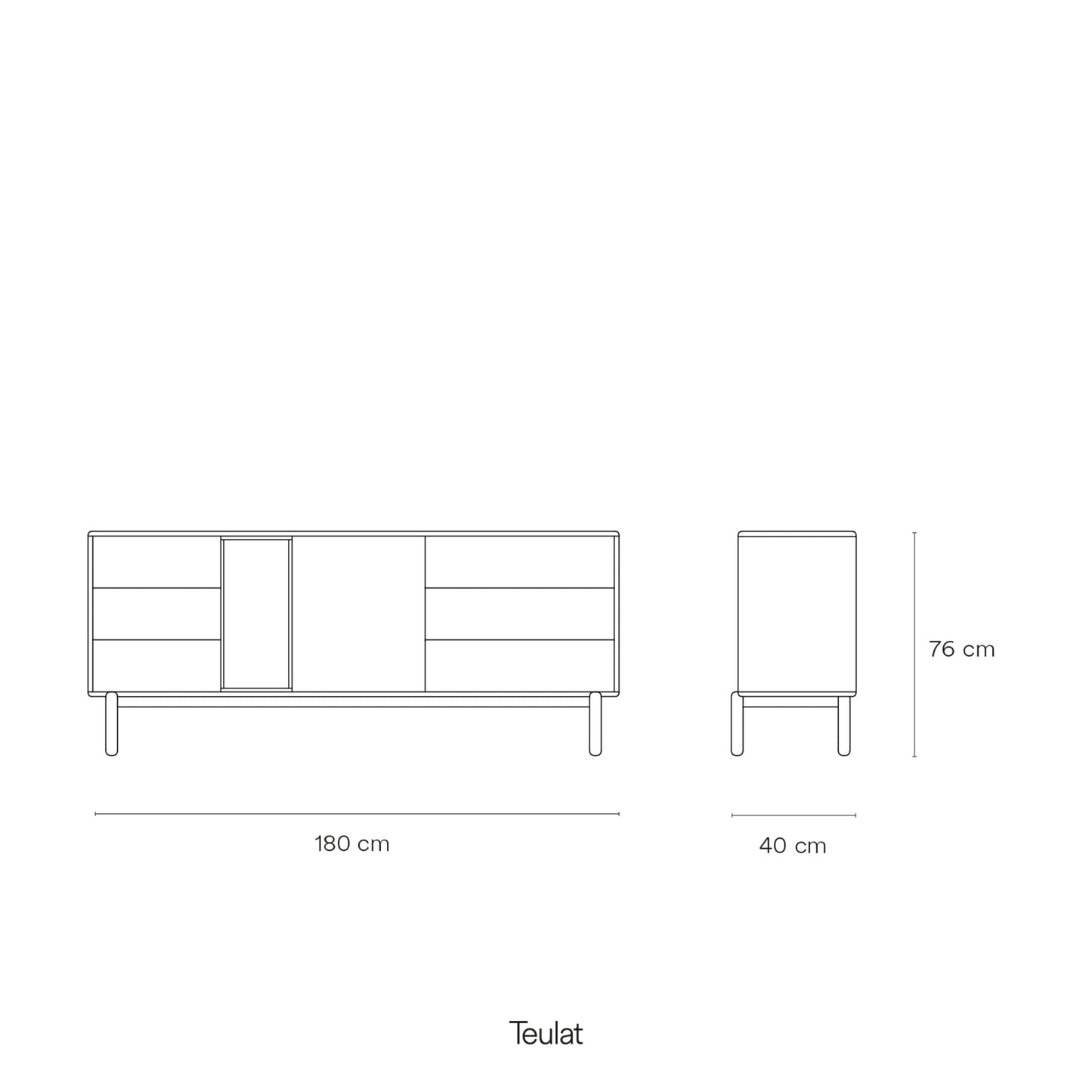 Corvo Sideboard, One Door, Six Drawers, 180 cm Storage - Anthracite and Oak Finish