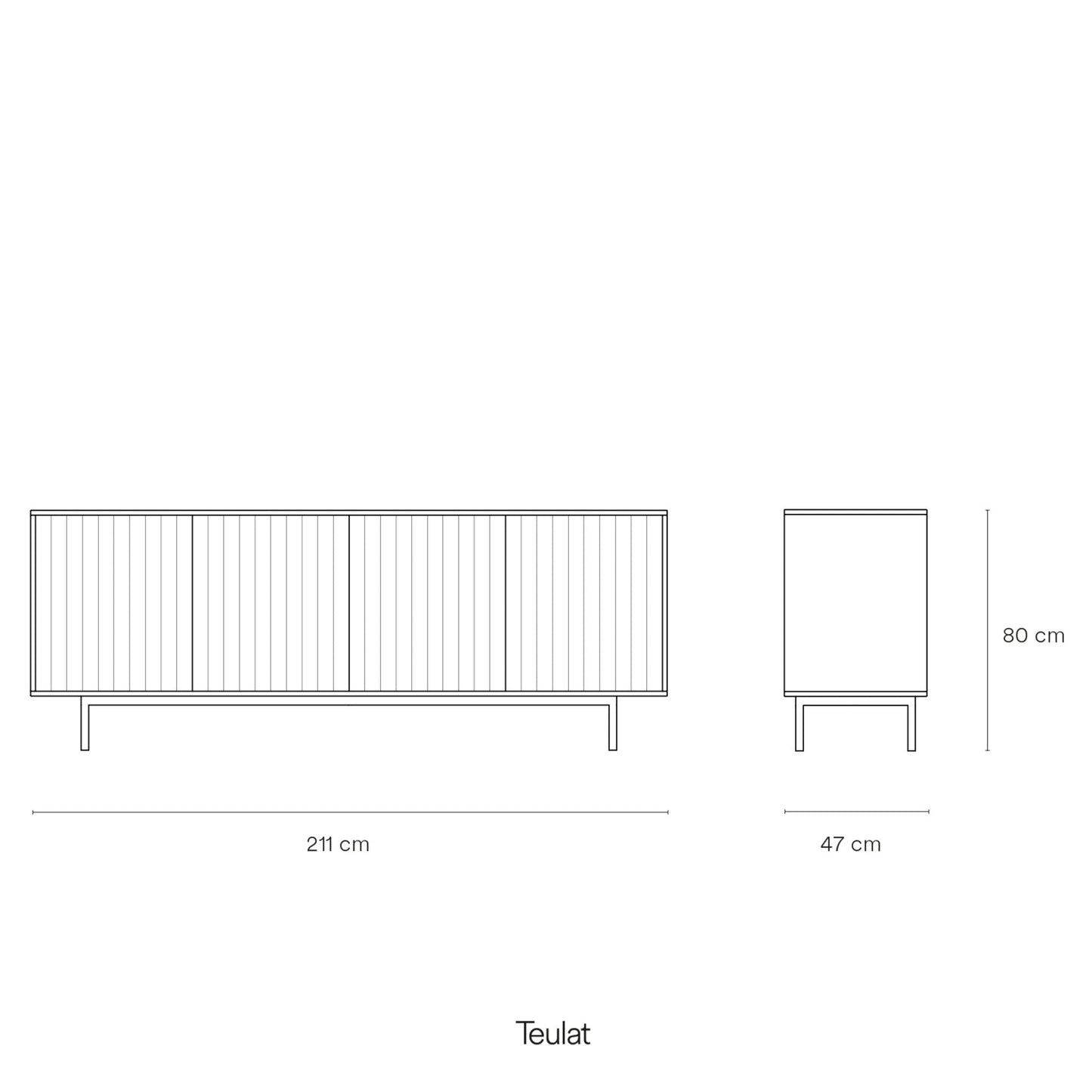 Sierra Sideboard, Four Door, Three Drawers, Six Shelves, Wood with Metal Frame - Matt Black Finish