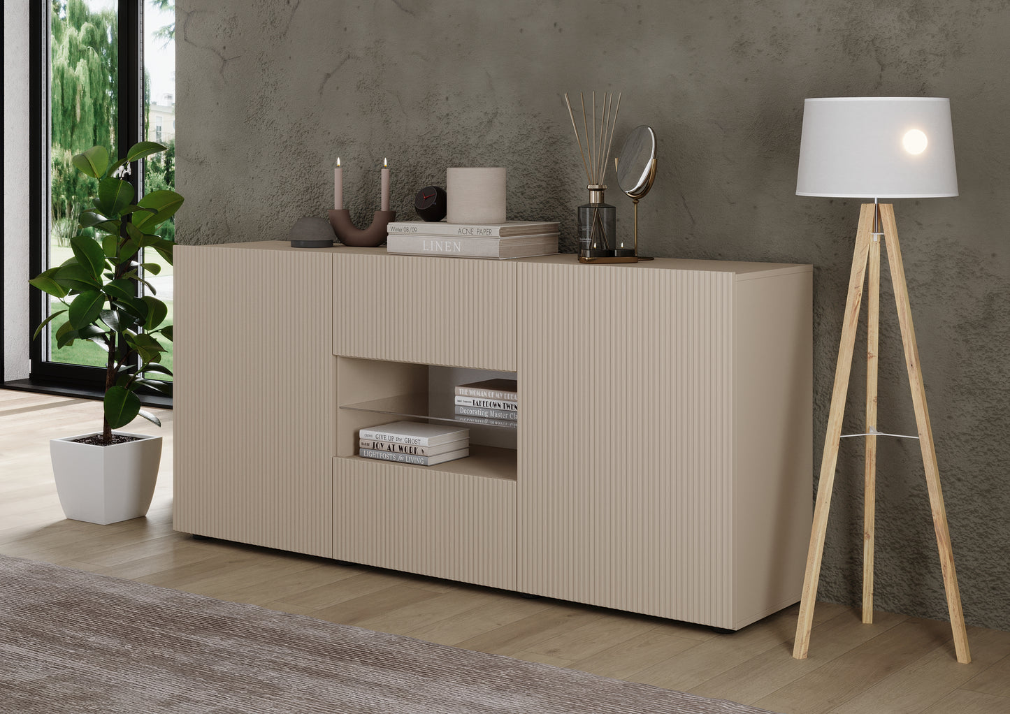 Raveena Sideboard, Two Door, Two Drawers - Cashmere Finish