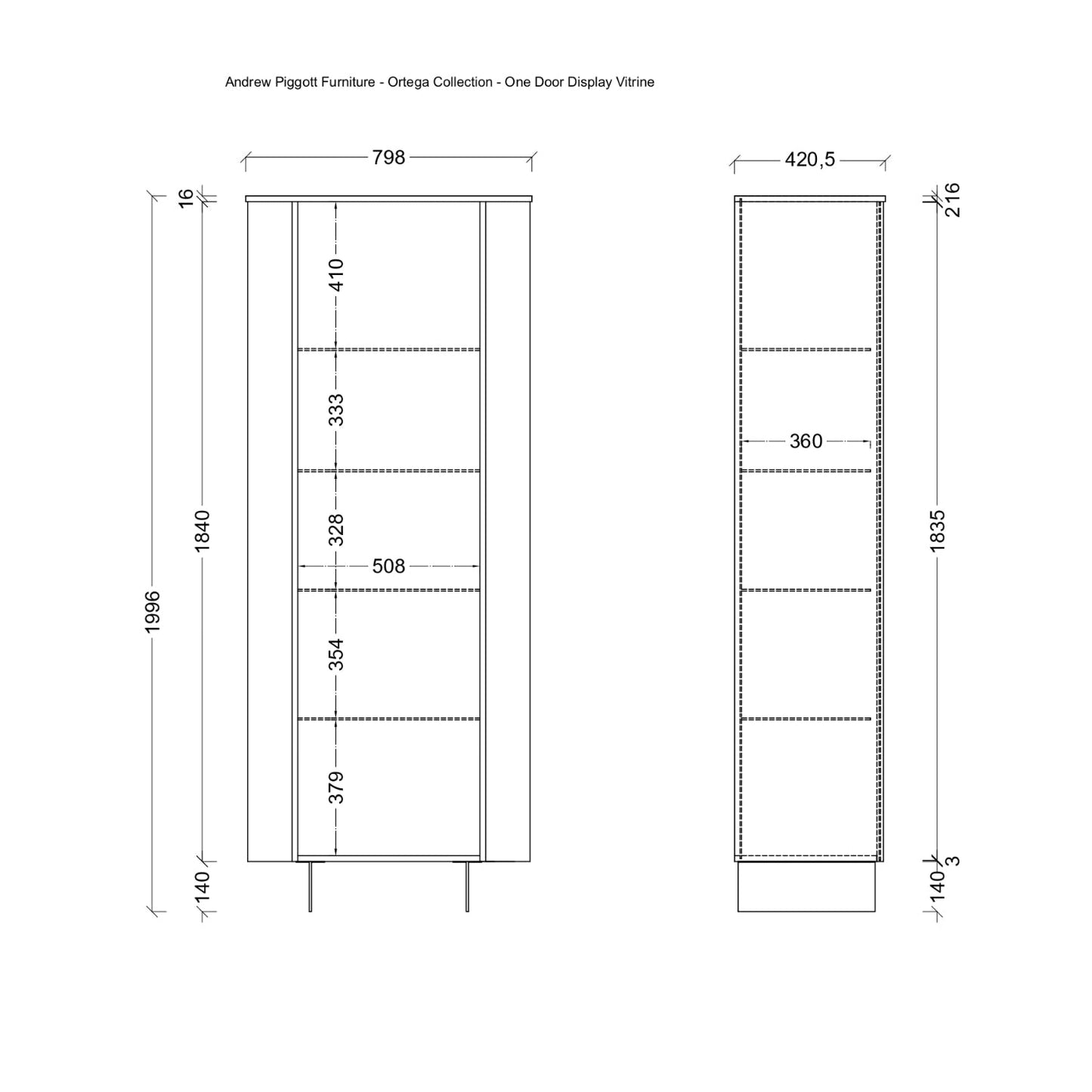 Cashmere Taupe Display Vitrine - One Door - Ortega Collection