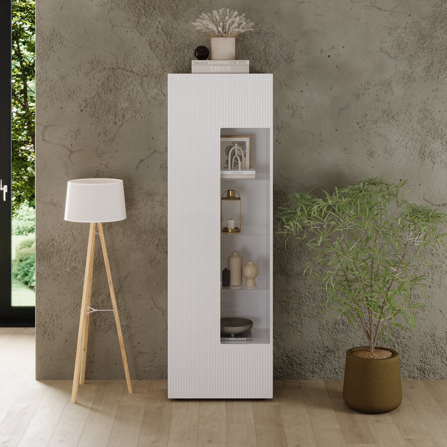 Raveena Display Vitrine, One Door - Gloss White Finish