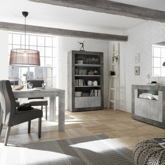 Como Bookcase, Two Doors - Anthracite and Grey Finish