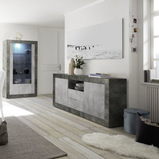 Como Sideboard, Two Door, Two Drawer, AV Storage - Anthracite and Grey Finish