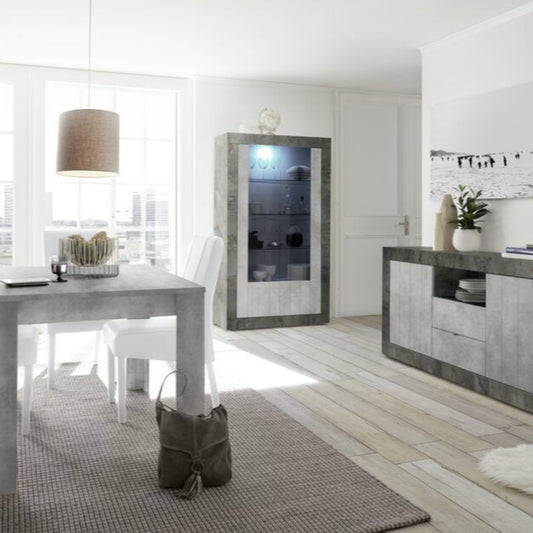 Como Display Cabinet, Two Doors, Optional LED Spotlight - Anthracite and Grey Finish