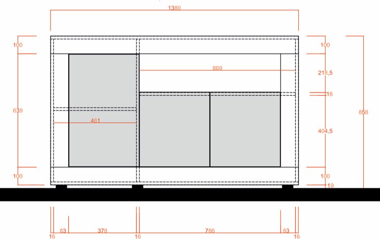 Como Sideboard, Three Door, AV Storage - Anthracite and Grey Finish