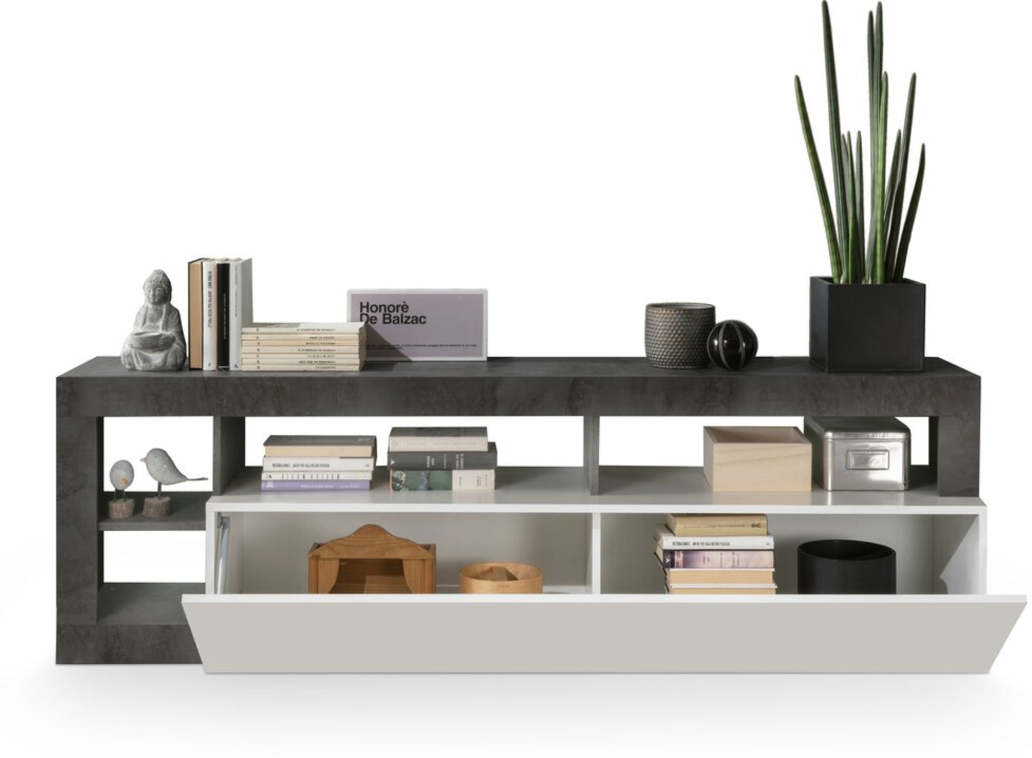 Florence TV Stand, One Door - Anthracite and White Finish