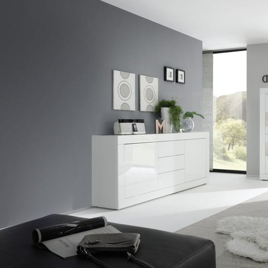 Urbino Two Door, Three Drawer Sideboard - White Gloss Finish