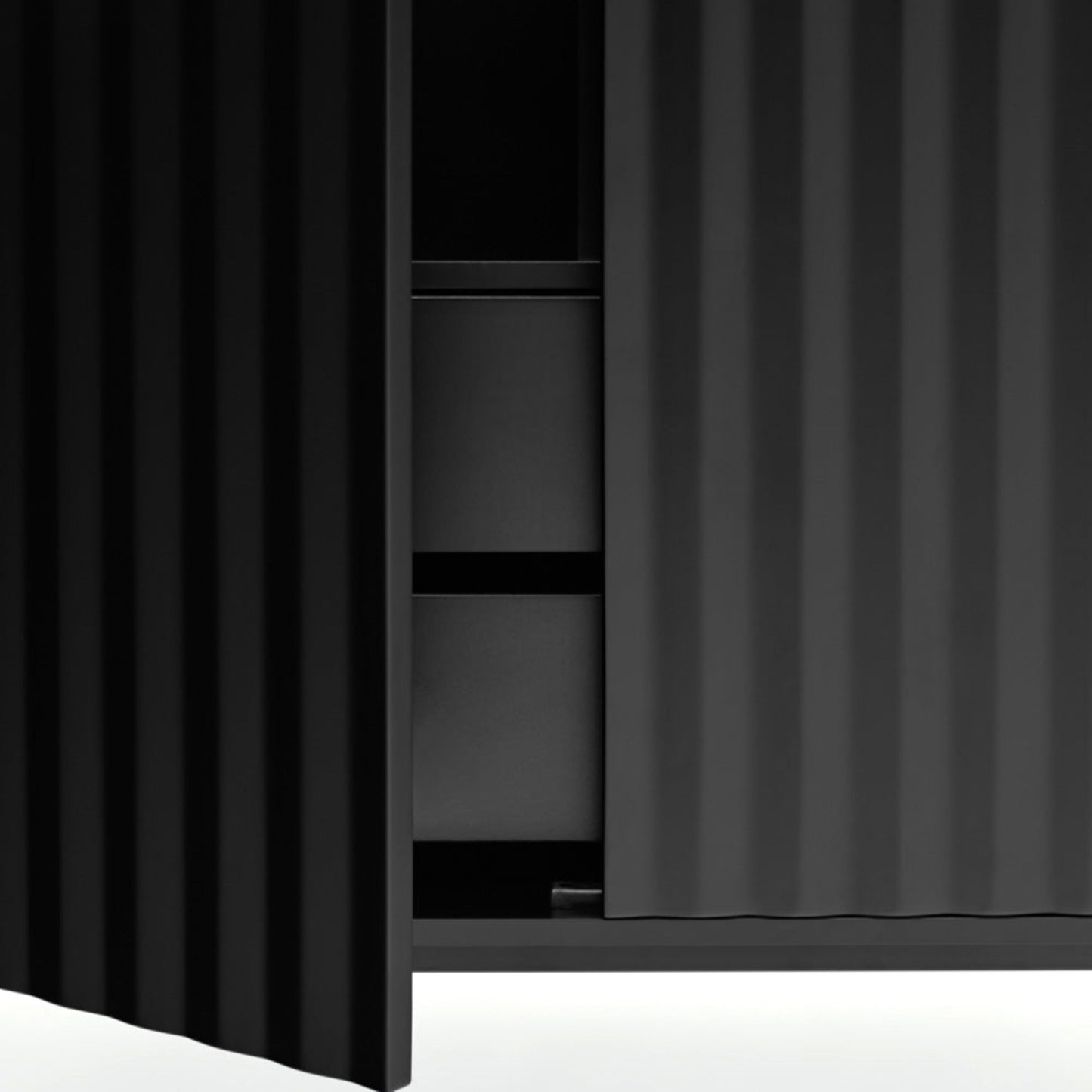 Sierra Sideboard, Two Doors, Two Drawers, Four Shelves, Wood with Metal Frame - Matt Black Finish