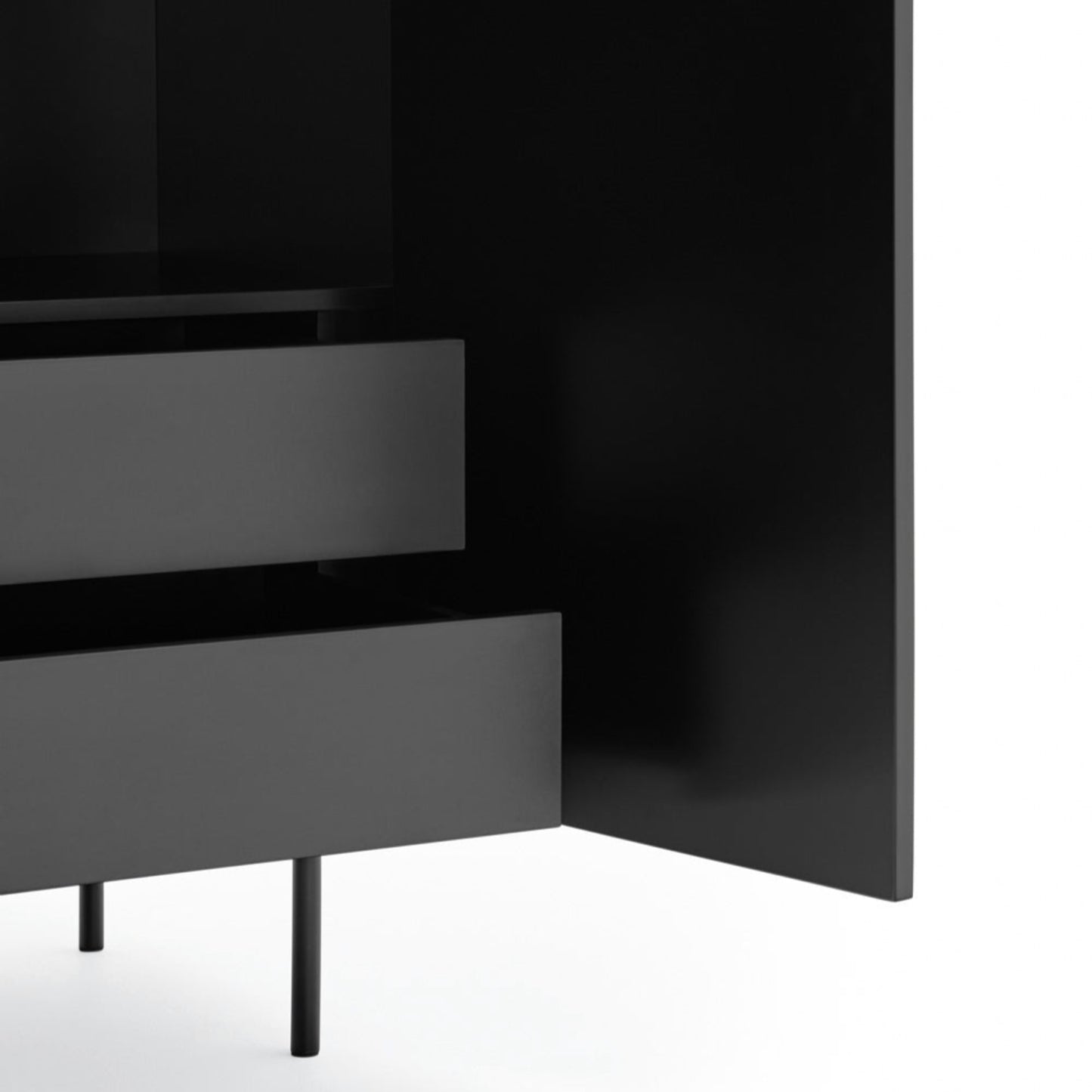 Sierra Sideboard, Two Doors, Two Drawers, Four Shelves, Wood with Metal Frame - Matt Black Finish