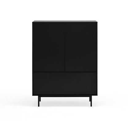 Sierra Sideboard, Two Doors, Two Drawers, Four Shelves, Wood with Metal Frame - Matt Black Finish