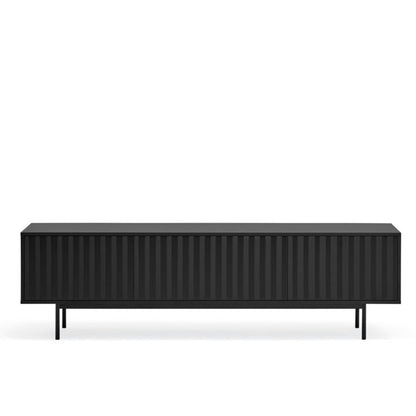Sierra TV Stand, Two Door, One Drop Down Flap with AV Access, Three Shelves, Wood with Metal Frame - Matt Black Finish