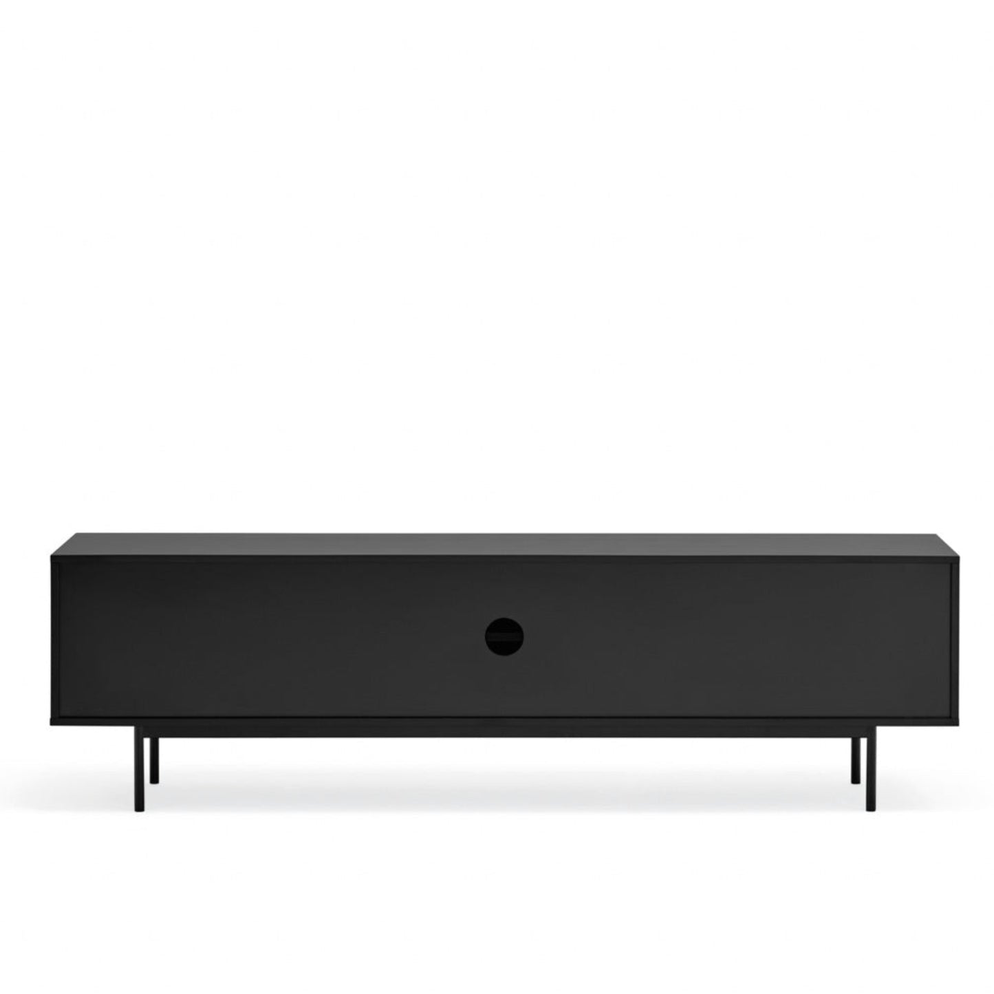 Sierra TV Stand, Two Door, One Drop Down Flap with AV Access, Three Shelves, Wood with Metal Frame - Matt Black Finish