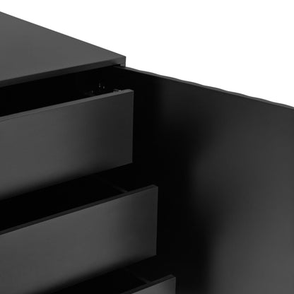 Sierra Sideboard, Four Door, Three Drawers, Six Shelves, Wood with Metal Frame - Matt Black Finish