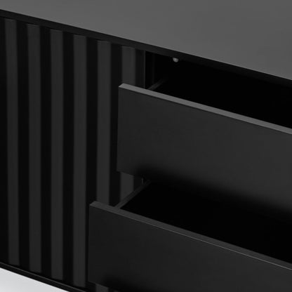 Sierra Sideboard, Four Door, Three Drawers, Six Shelves, Wood with Metal Frame - Matt Black Finish