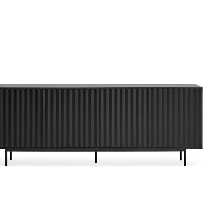 Sierra Sideboard, Four Door, Three Drawers, Six Shelves, Wood with Metal Frame - Matt Black Finish