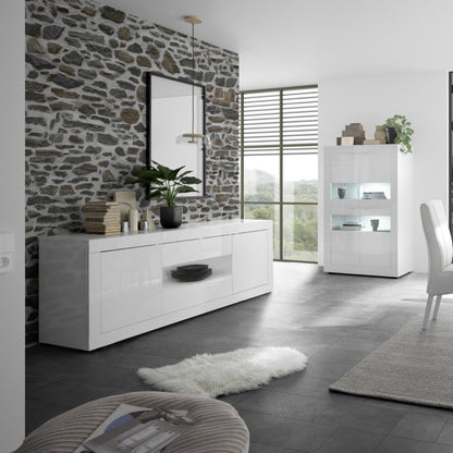 Urbino Sideboard, Two Door, Two Drawer, Storage Nook - White Gloss
