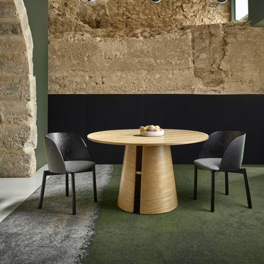 Cristina Dining Table, 137 cm Round Top, Wood Top and Base - Natural Ash Finish