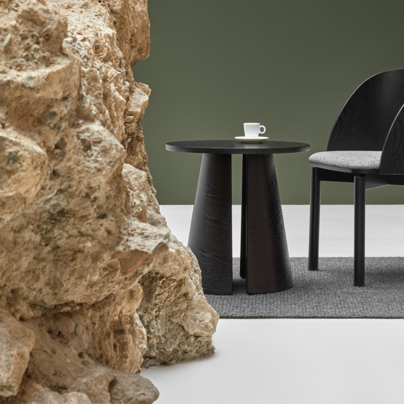 Cristina Side Table, 50 cm Round Top, Wood - Black Ash Finish