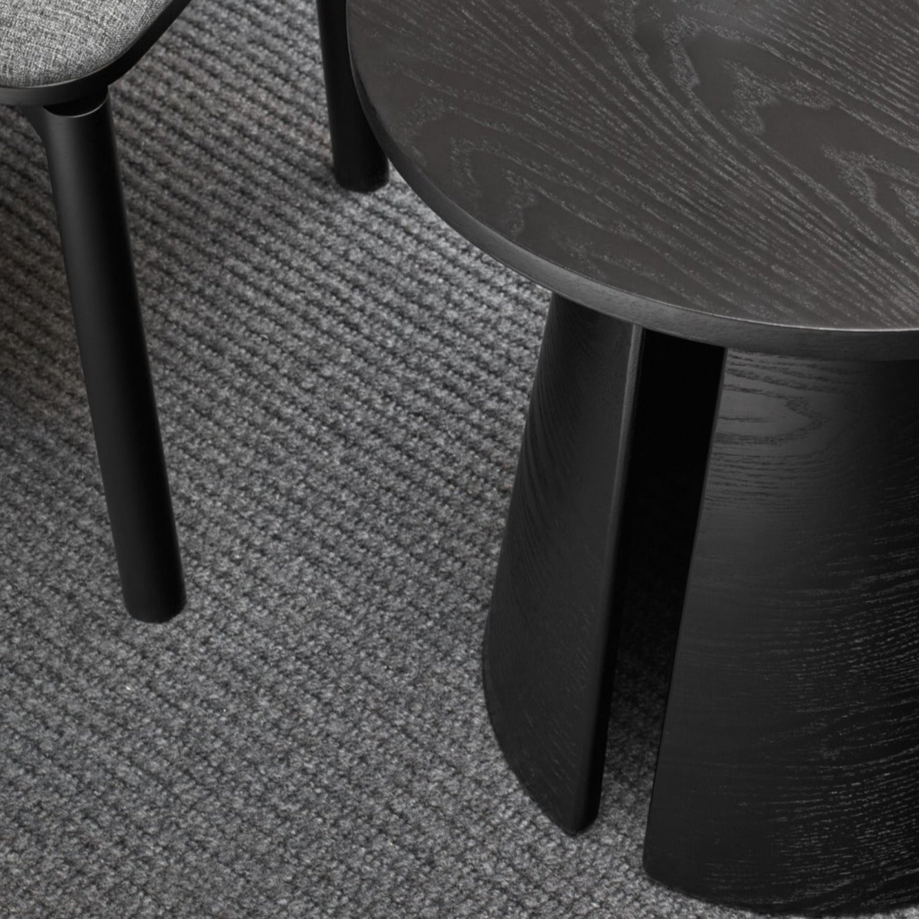 Cristina Side Table, 50 cm Round Top, Wood - Black Ash Finish