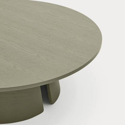 Cristina Coffee Table, 110 cm Round Top, Wood - Olive Green Finish