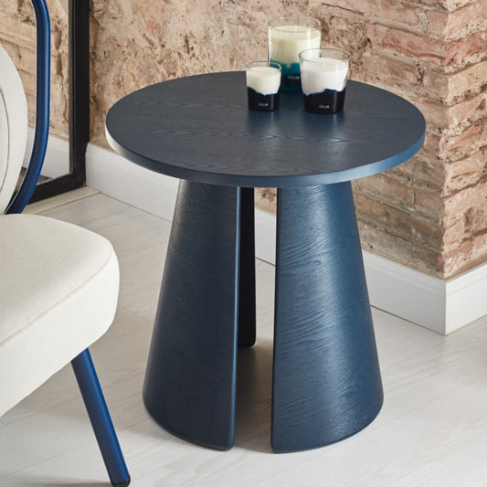 Cristina Side Table, 50 cm Round Top, Wood - Navy Blue Finish
