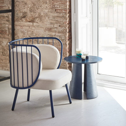 Cristina Side Table, 50 cm Round Top, Wood - Navy Blue Finish