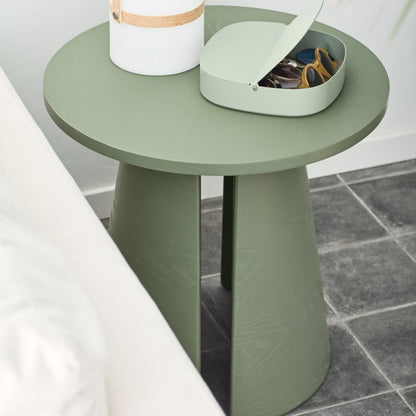 Cristina Side Table, 50 cm Round Top, Wood - Olive Green Ash Finish