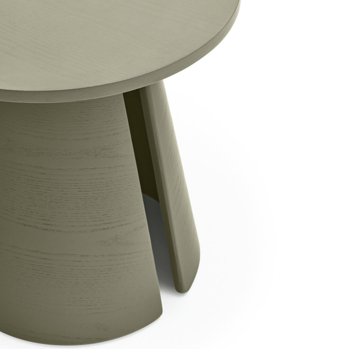 Cristina Side Table, 50 cm Round Top, Wood - Olive Green Ash Finish