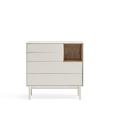 Corvo Chest of Four Drawers, 90 cm, Storage - Cream and Oak Finish