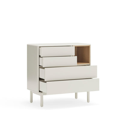 Corvo Chest of Four Drawers, 90 cm, Storage - Cream and Oak Finish
