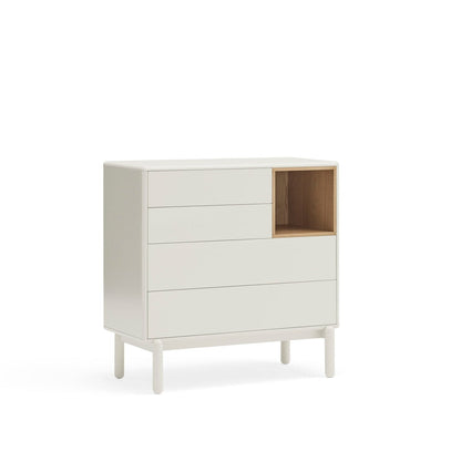 Corvo Chest of Four Drawers, 90 cm, Storage - Cream and Oak Finish