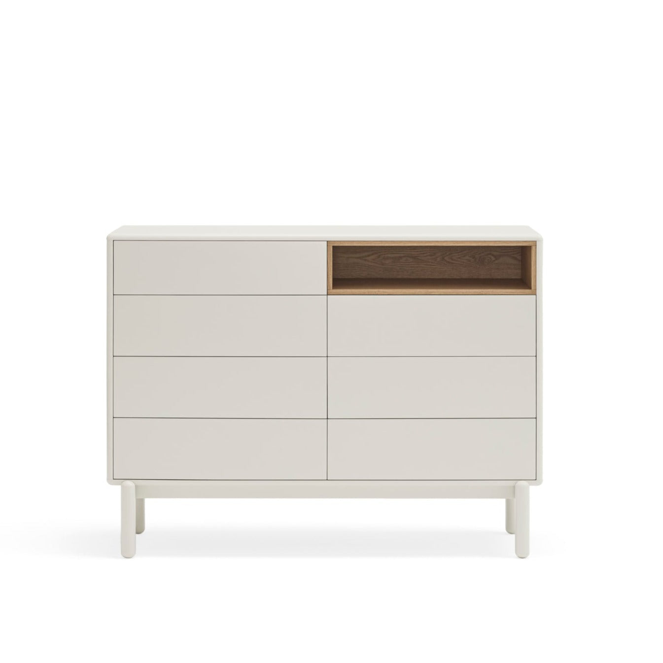 Corvo Chest of Seven Drawers, 120 cm, Storage - Cream and Oak Finish