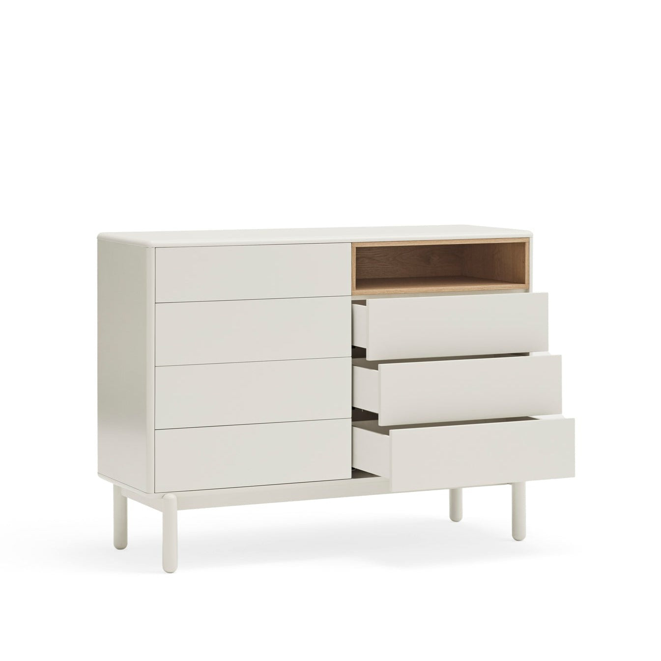 Corvo Chest of Seven Drawers, 120 cm, Storage - Cream and Oak Finish