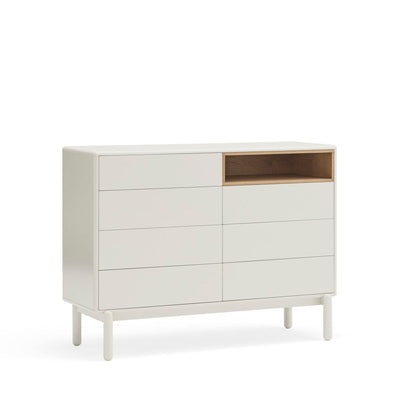 Corvo Chest of Seven Drawers, 120 cm, Storage - Cream and Oak Finish