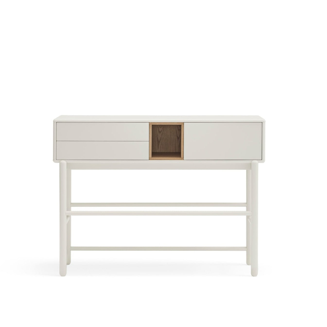Corvo Hallway Console Table, Two Drawers, One Door, Storage Space - Cream and Oak Finish