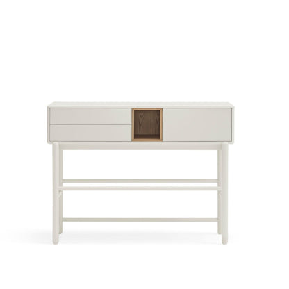 Corvo Hallway Console Table, Two Drawers, One Door, Storage Space - Cream and Oak Finish