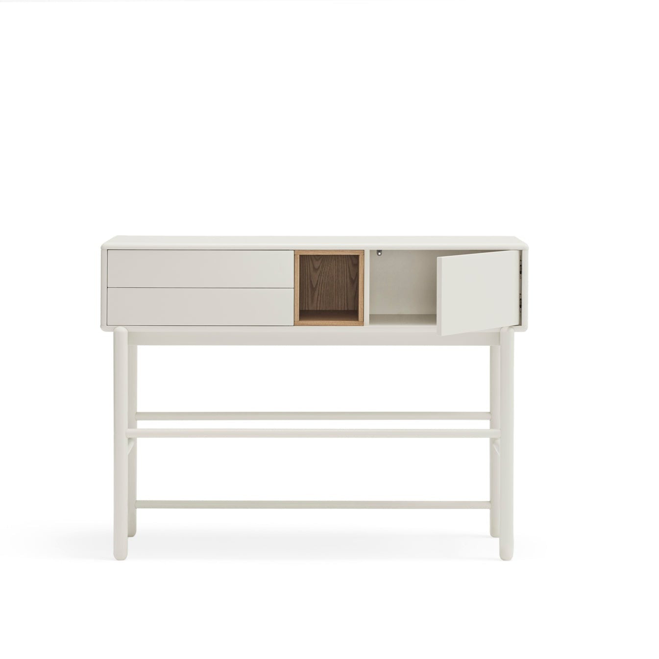 Corvo Hallway Console Table, Two Drawers, One Door, Storage Space - Cream and Oak Finish